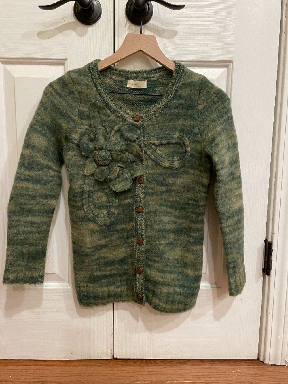 Anthropologie Curry Comb Cardigan by Sleeping on Snow Green Sweater XS